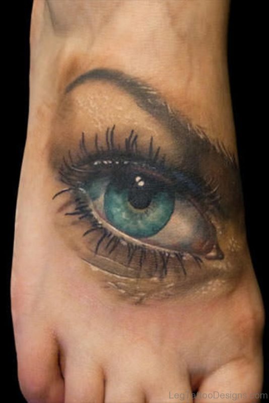 Attractive Eye Tattoo On Foot