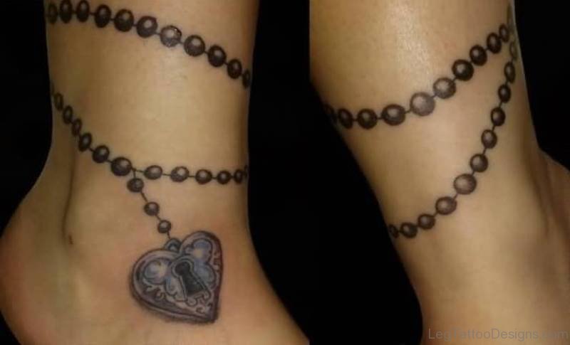 heart anklet tattoos