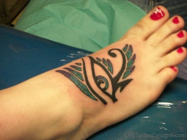 Peacock Feather Tattoo on foot