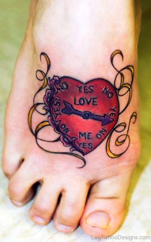 heart tattoos on feet